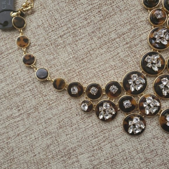 J.Crew Cascading Tortoise Crystal Necklace New NWT - Picture 3 of 6